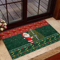 Custom South Africa Christmas Rubber Doormat Geseende Kersfees Santa Claus African Pattern - Wonder Print Shop