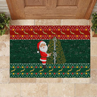 Custom South Africa Christmas Rubber Doormat Geseende Kersfees Santa Claus African Pattern - Wonder Print Shop