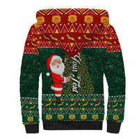 Custom South Africa Christmas Sherpa Hoodie Geseende Kersfees Santa Claus African Pattern - Wonder Print Shop