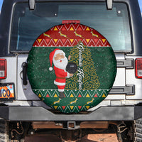 Custom South Africa Christmas Spare Tire Cover Geseende Kersfees Santa Claus African Pattern - Wonder Print Shop
