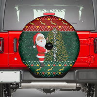 Custom South Africa Christmas Spare Tire Cover Geseende Kersfees Santa Claus African Pattern - Wonder Print Shop