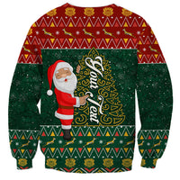 Custom South Africa Christmas Sweatshirt Geseende Kersfees Santa Claus African Pattern - Wonder Print Shop
