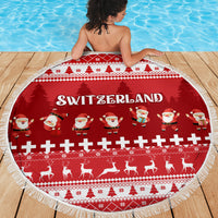 Custom Switzerland Christmas Beach Blanket Merry Christmas Funny Santa Claus - Wonder Print Shop