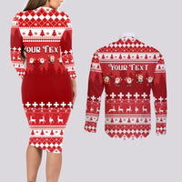 Custom Switzerland Christmas Couples Matching Long Sleeve Bodycon Dress and Long Sleeve Button Shirt Merry Christmas Funny Santa Claus - Wonder Print Shop