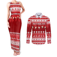 Custom Switzerland Christmas Couples Matching Tank Maxi Dress and Long Sleeve Button Shirt Merry Christmas Funny Santa Claus - Wonder Print Shop