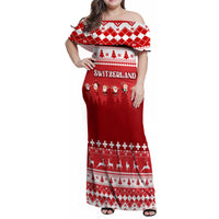 Custom Switzerland Christmas Family Matching Off Shoulder Maxi Dress and Hawaiian Shirt Merry Christmas Funny Santa Claus - Wonder Print Shop