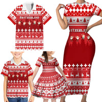 Custom Switzerland Christmas Family Matching Short Sleeve Bodycon Dress and Hawaiian Shirt Merry Christmas Funny Santa Claus - Wonder Print Shop