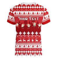 Custom Switzerland Christmas Women V Neck T Shirt Merry Christmas Funny Santa Claus - Wonder Print Shop