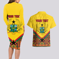 Ghana Independence Day Couples Matching Long Sleeve Bodycon Dress and Hawaiian Shirt Freedom and Justice African Pattern - Wonder Print Shop
