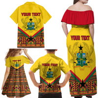Ghana Independence Day Family Matching Off Shoulder Maxi Dress and Hawaiian Shirt Freedom and Justice African Pattern - Wonder Print Shop