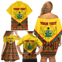 Ghana Independence Day Family Matching Off Shoulder Short Dress and Hawaiian Shirt Freedom and Justice African Pattern - Wonder Print Shop