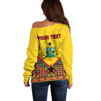 Ghana Independence Day Off Shoulder Sweater Freedom and Justice African Pattern - Wonder Print Shop