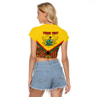 Ghana Independence Day Raglan Cropped T Shirt Freedom and Justice African Pattern - Wonder Print Shop
