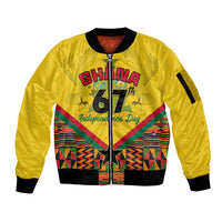 Ghana Independence Day Sleeve Zip Bomber Jacket Freedom and Justice African Pattern - Wonder Print Shop