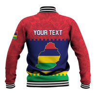 Mauritius Independence Day Baseball Jacket Stella Clavisque Maris Indici Foral Pattern - Wonder Print Shop