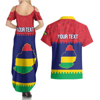 Mauritius Independence Day Couples Matching Summer Maxi Dress and Hawaiian Shirt Stella Clavisque Maris Indici Foral Pattern - Wonder Print Shop