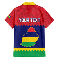 Mauritius Independence Day Family Matching Off Shoulder Short Dress and Hawaiian Shirt Stella Clavisque Maris Indici Foral Pattern - Wonder Print Shop