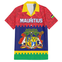 Mauritius Independence Day Family Matching Short Sleeve Bodycon Dress and Hawaiian Shirt Stella Clavisque Maris Indici Foral Pattern - Wonder Print Shop