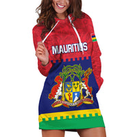 Mauritius Independence Day Hoodie Dress Stella Clavisque Maris Indici Foral Pattern - Wonder Print Shop