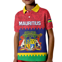 Mauritius Independence Day Kid Polo Shirt Stella Clavisque Maris Indici Foral Pattern - Wonder Print Shop