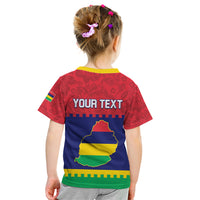 Mauritius Independence Day Kid T Shirt Stella Clavisque Maris Indici Foral Pattern - Wonder Print Shop