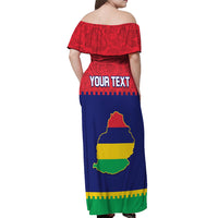 Mauritius Independence Day Off Shoulder Maxi Dress Stella Clavisque Maris Indici Foral Pattern - Wonder Print Shop