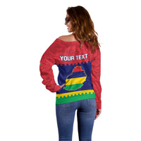 Mauritius Independence Day Off Shoulder Sweater Stella Clavisque Maris Indici Foral Pattern - Wonder Print Shop