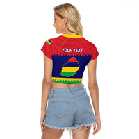 Mauritius Independence Day Raglan Cropped T Shirt Stella Clavisque Maris Indici Foral Pattern - Wonder Print Shop