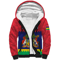 Mauritius Independence Day Sherpa Hoodie Stella Clavisque Maris Indici Foral Pattern - Wonder Print Shop