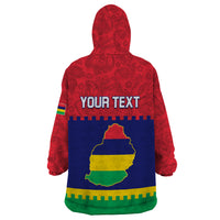 Mauritius Independence Day Wearable Blanket Hoodie Stella Clavisque Maris Indici Foral Pattern - Wonder Print Shop