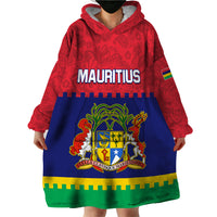 Mauritius Independence Day Wearable Blanket Hoodie Stella Clavisque Maris Indici Foral Pattern - Wonder Print Shop