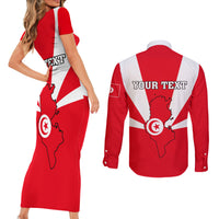 Tunisia Independence Day Couples Matching Short Sleeve Bodycon Dress and Long Sleeve Button Shirt Coat Of Arms Flag Style - Wonder Print Shop