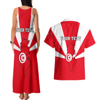 Tunisia Independence Day Couples Matching Tank Maxi Dress and Hawaiian Shirt Coat Of Arms Flag Style - Wonder Print Shop