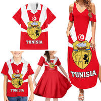 Tunisia Independence Day Family Matching Summer Maxi Dress and Hawaiian Shirt Coat Of Arms Flag Style - Wonder Print Shop