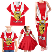 Tunisia Independence Day Family Matching Tank Maxi Dress and Hawaiian Shirt Coat Of Arms Flag Style - Wonder Print Shop