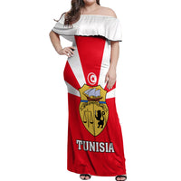Tunisia Independence Day Off Shoulder Maxi Dress Coat Of Arms Flag Style - Wonder Print Shop
