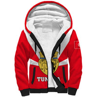 Tunisia Independence Day Sherpa Hoodie Coat Of Arms Flag Style - Wonder Print Shop