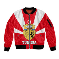 Tunisia Independence Day Sleeve Zip Bomber Jacket Coat Of Arms Flag Style - Wonder Print Shop