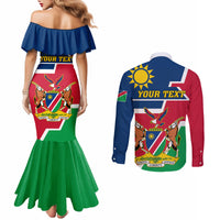 Namibia Independence Day Couples Matching Mermaid Dress and Long Sleeve Button Shirt Coat Of Arms Unique Style