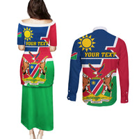 Namibia Independence Day Couples Matching Puletasi and Long Sleeve Button Shirt Coat Of Arms Unique Style - Wonder Print Shop