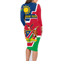 Namibia Independence Day Family Matching Long Sleeve Bodycon Dress and Hawaiian Shirt Coat Of Arms Unique Style - Wonder Print Shop