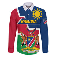 Namibia Independence Day Family Matching Off Shoulder Long Sleeve Dress and Hawaiian Shirt Coat Of Arms Unique Style - Wonder Print Shop