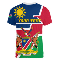 Namibia Independence Day Women V Neck T Shirt Coat Of Arms Unique Style - Wonder Print Shop