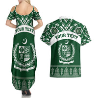 Pakistan Day Couples Matching Summer Maxi Dress and Hawaiian Shirt Coat Of Arms Mix Islamic Pattern - Wonder Print Shop