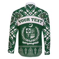 Pakistan Day Family Matching Long Sleeve Bodycon Dress and Hawaiian Shirt Coat Of Arms Mix Islamic Pattern - Wonder Print Shop