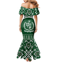 Pakistan Day Family Matching Mermaid Dress and Hawaiian Shirt Coat Of Arms Mix Islamic Pattern - Wonder Print Shop