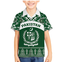 Pakistan Day Family Matching Mermaid Dress and Hawaiian Shirt Coat Of Arms Mix Islamic Pattern - Wonder Print Shop
