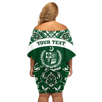 Pakistan Day Family Matching Off Shoulder Short Dress and Hawaiian Shirt Coat Of Arms Mix Islamic Pattern - Wonder Print Shop