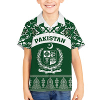 Pakistan Day Family Matching Puletasi and Hawaiian Shirt Coat Of Arms Mix Islamic Pattern - Wonder Print Shop