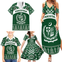 Pakistan Day Family Matching Summer Maxi Dress and Hawaiian Shirt Coat Of Arms Mix Islamic Pattern - Wonder Print Shop